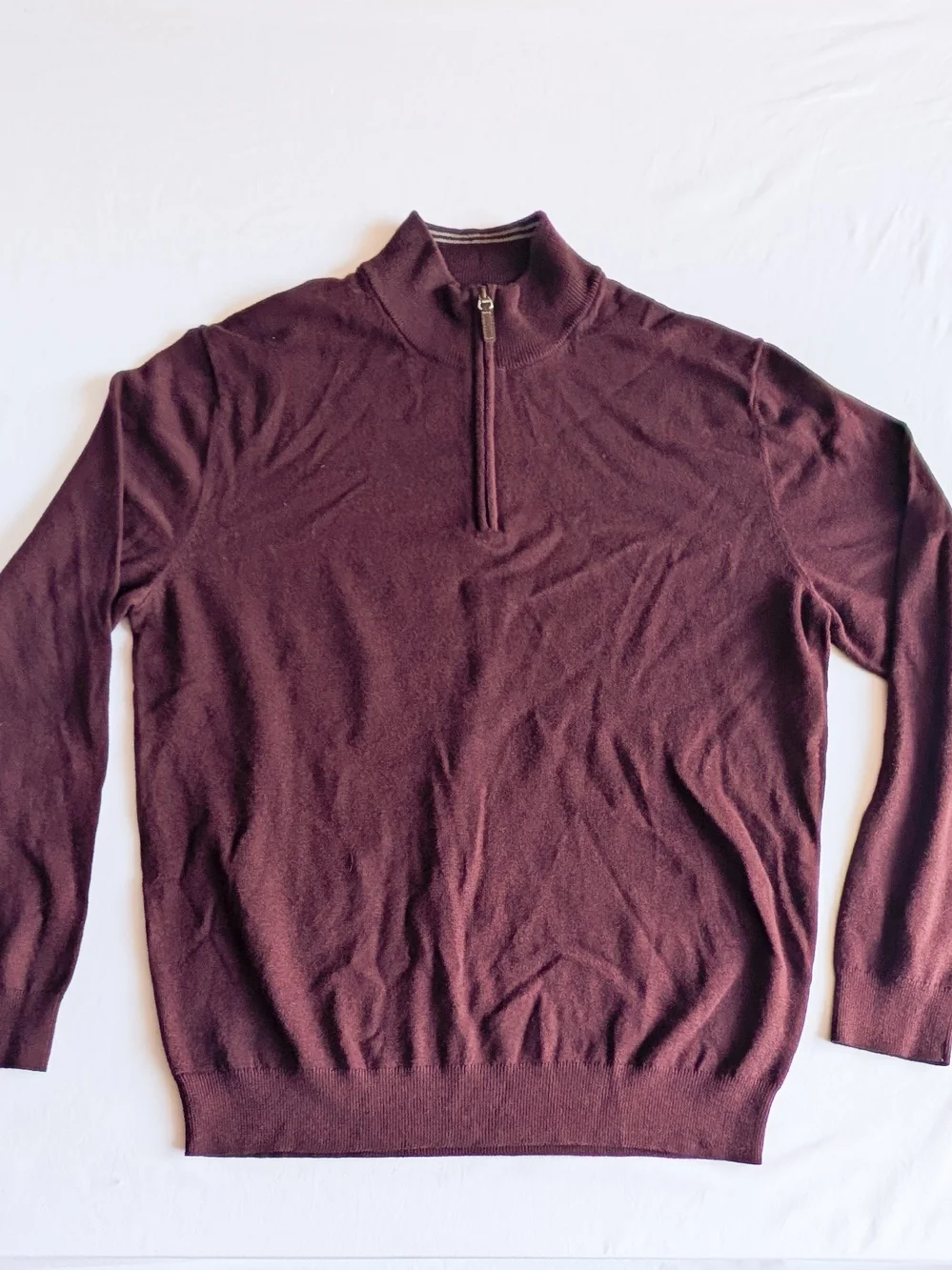 Men's Big & Tall Roundtree & Yorke Maroon 1/4 Zip Long Sleeve Sweater LT NEW